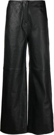 Toteme Tirago straight-leg leather trousers - women - Calf Leather - 40 - Black