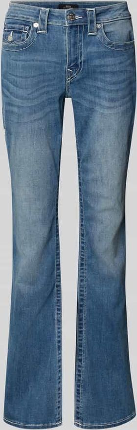 Mid Rise Bootcut Jeans im Used-Look Modell BECCA in Jeansblau, Gr&ouml;&szlig;e 24