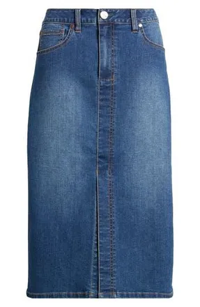 1822 Denim Front Slit Denim Midi Skirt in Loa at Nordstrom Rack, Size 12