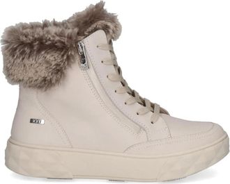 Caprice Beige Casual Gesloten Enkellaarsjes - Dames - Winterlaarzen - Beige - 37 EU - Leer - Schoenen