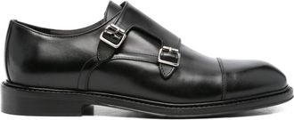 Corneliani Black Leather Double-buckle Shoe