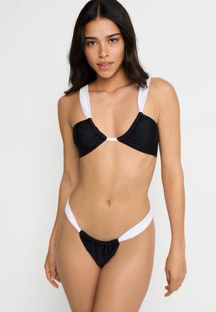 Lascana Triangel-Bikini LSCN BY LASCANA, Damen, Gr. 32, N-Gr, schwarz-weiss (schwarz, wei&szlig;), Recycling-Polyamid, unifarben mit Farbeinsatz, Bikini-Sets Triang