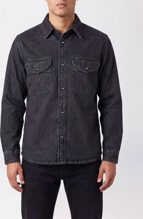 Filson Giacca-camicia in denim di cotone con tasche a toppa