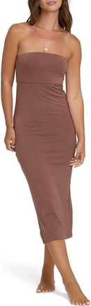 Billabong Lily Strapless Midi Dress in Black Stone at Nordstrom, Size X-Small