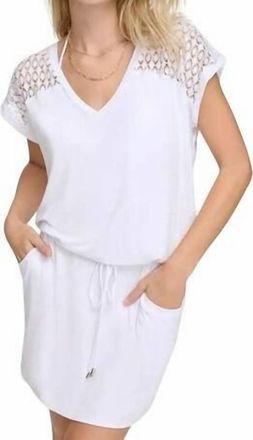 Calvin Klein Swim Short Sleeve Drop Waist Cover Up Dress In White