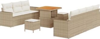 vidaXL Vidaxl - Garden Sofa Set Height-Adjustable 10 pcs Beige Poly Rattan