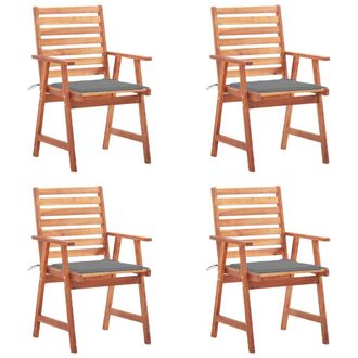 vidaXL Vidaxl - Sillas Comedor De Jard&iacute;n Y Cojines 4 Uds Madera Maciza Acacia