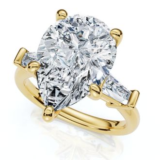 Pompeii3 5 3/4Ct Certified Pear & Baguette Diamond Engagement Ring 14k Gold Lab grown