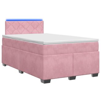vidaXL Cama Con Base Tapizada, Colch&oacute;n Y Luz Led Rosa 120 X 190 Cm Vidaxl