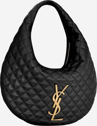 Saint Laurent Womens Icare Hobo Bag Quilted Nappa Leather Black Shoulder