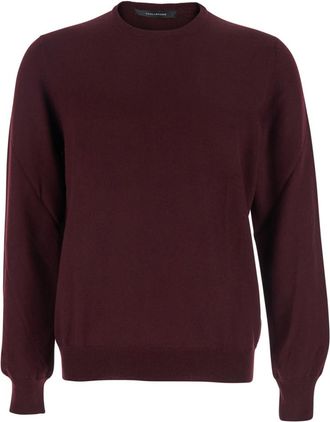 Tagliatore Maroon Crewneck Wool Sweater