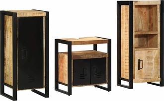 vidaXL Juego De Muebles De Ba&ntilde;o 3 Uds. Marr&oacute;n Y Negro Vidaxl