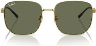 Ray-Ban 57mm Polarized Square Sunglasses in Arista /Dark Green Polar at Nordstrom
