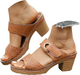 Generic Womens Chunky Platform Sandals Adjustable Strap Open Toe Casual Shoes for Summer Comfortable Low Wedge Heel Sandals for Daily Walking Outdoor Activiti