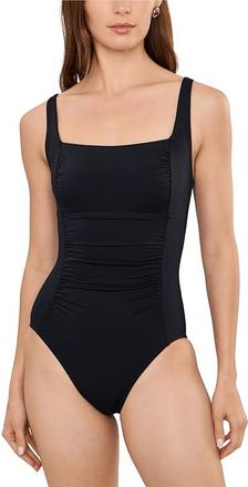 Tommy Bahama Pearl Square Neck One-Piece Womens Swimsuits One Piece Black : 10, Lycra/Microfiber/Nylon