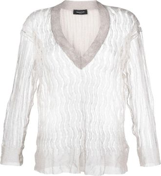 Fabiana Filippi open-knit V-neck jumper - women - Viscose/Metallic Fibre/Steel/Polyamide - 40 - Gold