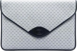 Gucci Pre-owned Fabric Clutch - Dames - Vintage Clutch - Grijs - ONE Size - Leer - Vintage