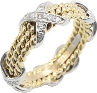 Tiffany & Co. Gold Silver Clear Yellow Gold (18K) Platinum 950 Band Ring (Pre-Owned)