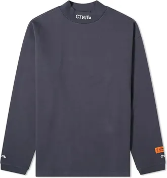 Heron Preston Ctnmb Long Sleeve Turtleneck Tshirt Navy HMAB017F20JER0014501