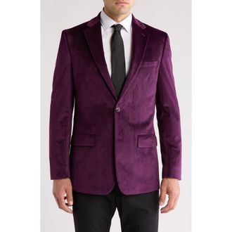 Original Penguin Two-Button Velvet Dinner Jacket in Purple at Nordstrom Rack, Size 46 Regular