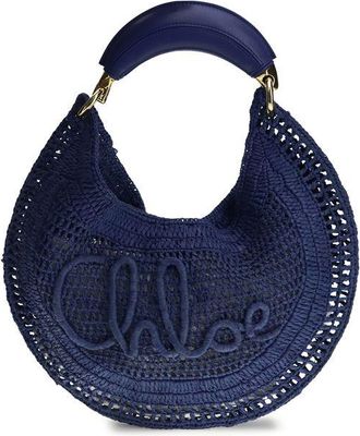 Chlo&eacute; Blue Raffia Shoulder Womens Bag