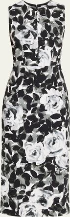 Michael Kors Sleeveless Floral-Print Column Midi Dress