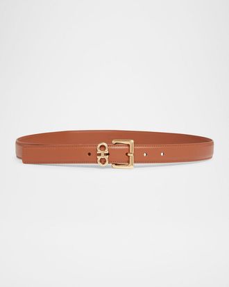 Ferragamo Donna Calfskin Leather Mini Gancini Belt