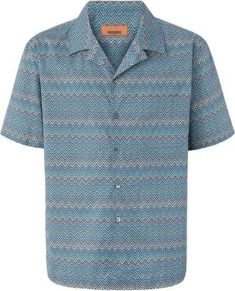 Missoni Camicia a maniche corte con motivo a zig zag - Blu