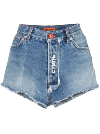 Heron Preston Shorts denim con bordi sfilacciati - Blu