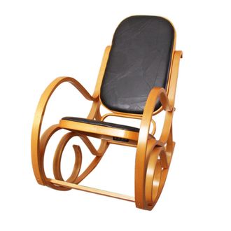 Hhg Hhg - Nunca Usado] Mecedora M41, Sill&oacute;n Giratorio Sill&oacute;n Tv, Madera Maciza, Aspecto Roble, Patchwork Cuero Negro