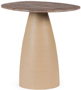 BIZZOTTO Asymmetrischer, massiver Design Beistelltisch Stanley Natural/Beige, &oslash; 50 cm