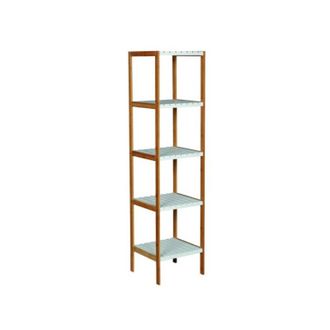 MSV Estante De 5 Niveles De Bamb&uacute; Y Mdf Blanco Msv