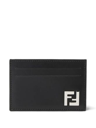 Fendi logo-plaque leather cardholder - Black