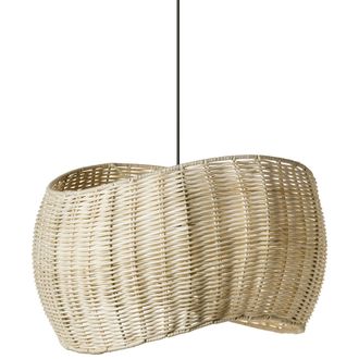 Beliani L&aacute;mpara Colgante Pantalla De Rat&aacute;n Estructura De Hierro Estilo Boho Iluminaci&oacute;n Natural Coamo