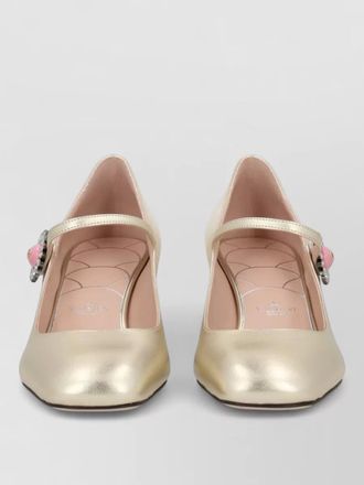 Valentino Garavani metallic mary jane pumps block heel strap