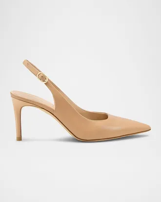 Stuart Weitzman 75mm Stuart Power Leather Slingback Pumps