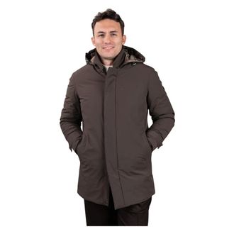 H&egrave;SKIMO Gewatteerde Trenchcoat - Heren - Mantels - Bruin - Maat: L Nylon