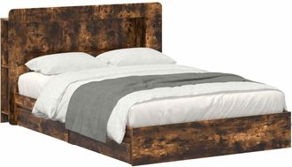 vidaXL Estructura De Cama Con Almacenamiento Con Caj&oacute;n Roble Ahumado Vidaxl