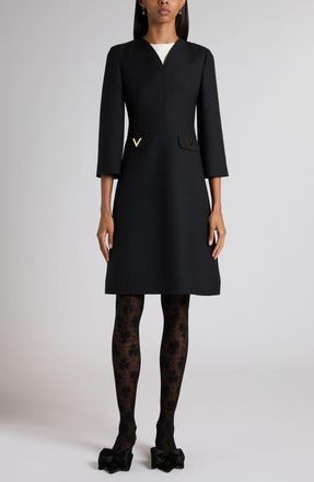 Valentino Wool & Silk Crepe Couture Dress in Black at Nordstrom, Size 4 Us