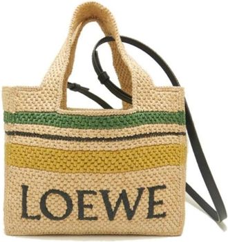 Loewe Pre-owned Tote Bags, female, Beige, Size: ONE SIZE Pre-owned Raffia Shoulder Bag