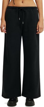 Cotton On Womens Active Plush Tie Waist Wide Leg Sweatpant in Black at Nordstrom, Size X-Small