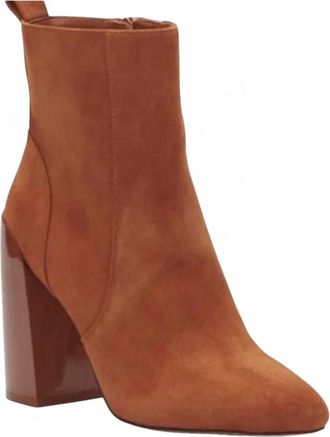 Vince Camuto Womens Enverna Suede Leather Block Heel Bootie In Rust