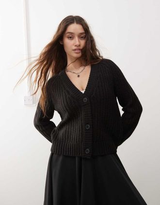 Noisy May v neck cardigan in black