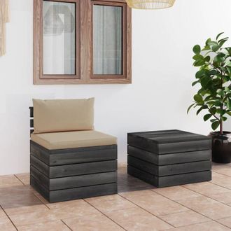 vidaXL Muebles De Jard&iacute;n De Palets 2 Piezas Cojines Madera Maciza Pino Vidaxl