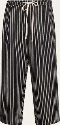 Maria McManus Striped Sateen Balloon-Leg Drawstring Trousers