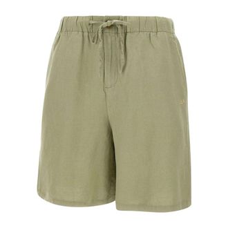 Sun 68 Casual Shorts, female, Green, Size: S Linen Drawstring Shorts
