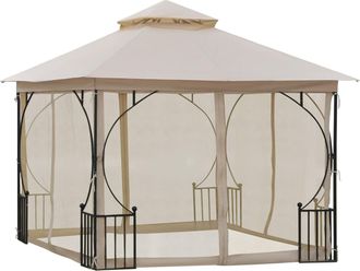 OUTSUNNY 3 x 3(m) Garden Gazebo Patio Party Tent Shelter Outdoor Canopy Double Tier Sun Shade Metal Frame Netting Beigee | TJ Hughes Beige