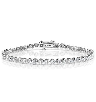 The Diamond Store Lab Diamond Tennis Bracelet Rubover Set 3.00ct F/VS in 18K White Gold