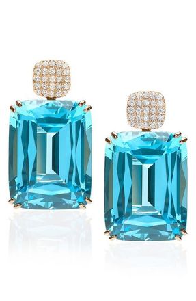 Goshwara Gossip Cushion Cut Drop Earrings in Pale Blue at Nordstrom