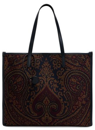 Etro Womens Tote Bag Paisley Brown Canvas